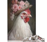 Chicken in A Hat Puzzle Creative Games Premium Cardboard Jigsaw Puzzle for Women Men Birthday Present 1000pcs (26x38cm)