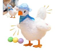 Chicken in Egg Pose - Funny Plush Hen with Hat and Scarf, Interactive Stuffed Chicken | Realistic Chicken Figure for Family Fun, Holiday Games and