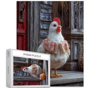 Chicken in Front of Haunted House 1000 Piece Jigsaw Puzzles for Adults Cartoon Fun Art Jigsaw Puzzle Challenging Family Activity Games Colorful DIY Craft Puzzle for Home Decor Gifts 20×27 Inches