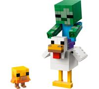 LEGO Minecraft Chicken Jockey Toy - 3D Model Kit w/ 3 Figures incl. a Zombie - Gaming Room or Bedroom Decor - Birthday Gift for 9+ Year Old Boys, Girls & Fans - 21582