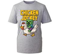 Chicken Jockey Gaming T-Shirt Gaming Boys Girls Fun Tee Baby Zombie Game Tshirt Rude Chicken Ride Birthday Shirt Unisex Kids Tops (Heather Grey, S)