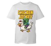 Chicken Jockey Gaming T-Shirt Gaming Boys Girls Fun Tee Baby Zombie Game Tshirt Rude Chicken Ride Birthday Shirt Unisex Kids Tops (White, S)