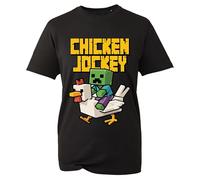 Chicken Jockey Gaming T-Shirt Gaming Boys Girls Fun Tee Baby Zombie Game Tshirt Rude Chicken Ride Birthday Shirt Unisex Kids Tops (Black, 5 Years)