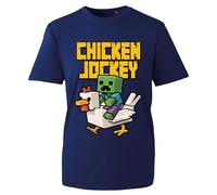 Chicken Jockey Gaming T-Shirt Gaming Boys Girls Fun Tee Baby Zombie Game Tshirt Rude Chicken Ride Birthday Shirt Unisex Kids Tops (Navy, XL)