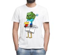 Chicken Jockey Men's Classic White Crew Neck Short Sleeve T-Shirt, White, M