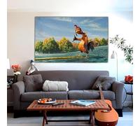 Chicken Joe Flag, 90 x 150 cm, Funny, Cool Flag, Banner, Surf's Up, Vibrant Colours for Dorm, Room Decorations, Double Sewing Edges and 4 Shiny Brass Eyelets, Aesthetic Home Decoration