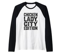 Chicken Lady City Edition Urban Farming Backyard Coop Raglan Baseball Tee