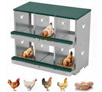Chicken Laying Nest 6 Compartments Made of Metal, Two-Layer Nesting Box for Chicken Coop and Ducks, Robust Chicken Nest Egg Laying Box with Ventilation Holes, Easy to Clean, Easy Egg Removal