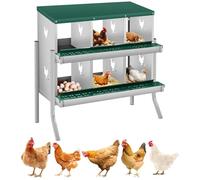 Chicken Laying Nest 6 Compartments Metal - Easy to Clean, Rolling Nest with Egg Tray, Sturdy with Feet & Wall Bracket, Easy to Assemble, Laying Nest for Chicken Coop & Poultry Keeping, Green