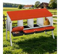Chicken Laying Nest Automatic Rolling Run System Galvanised Metal Wall Mounted Metal Legs Durable Ideal for Chicken Coop Clean Eggs Orange Four Compartments + Bracket