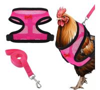 Chicken Leashes Harnesses Set Double Adjustment No Pull Comfortable Mesh Vest Outfit Outdoor Control Rope for Rabbit Ferret Squirrel Hens Ducks Geese (Pink,L)