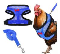 Chicken Leashes Harnesses Set Double Adjustment No Pull Comfortable Mesh Vest Outfit Outdoor Control Rope for Rabbit Ferret Squirrel Hens Ducks Geese (Blue,XS)