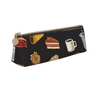 Chicken Leg Burger Drink Print Pencil Case Large Capacity Triangle Pouch for Pens Cases Student and School College