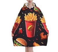 Chicken Leg Burger Drink- Super Soft Wearable Blanket Hoodie For Men And Women - Warm, Fashionable, Cozy Flannel Hooded Sweatshirt - Oversized, Loose Hoodie Blankets With Pocket For Ultimate Comfort