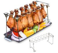 Chicken Leg Rack for Grill,14 Slots BBQ Chicken Drumsticks Holder,Chicken Wing Rack,Stainless Steel Grill Racks Roaster Stand for Grill,Oven,Charcoal Grill,BBQ Accessories