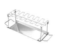 Chicken Leg Rack - Grill Chicken Holder, Foldable Stainless Steel BBQ Stand, Roasting Support with Drip Tray, Portable Cooking Tool | Barbecue Preparation Accessory for Picnic Outdoor Camping