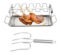 Chicken Leg Rack Set - Efficient Chicken Drum Stick Holder | Practical Chicken Wing Stand with Turkey Fork, Chicken Leg Baking Rack, Steel Roaster for Oven Roasting Outdoor Yard Patio Cooking Cooking