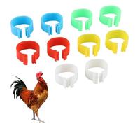 Chicken Leg Rings 10Pcs 16mm Adjustable Clip On Poultry Identification Bands Plastic Foot Rings Reusable Long-lasting 5 Colors Red Yellow Blue Green White for Hens Ducks Goose Birds Pigeons