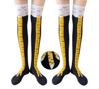 Chicken Leg Socks,2 Pairs Funny Chicken Feet Knee Thigh High Socks Chicken Crazy Chicken Feet Socks 3D Cartoon Animal Crazy Novelty Sock for Cosplay and Hen Party Accessories Novelty Gifts Women Men