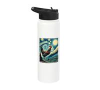 Chicken Lover Stuff Van Gogh Style Starry Night Chicken Stainless Steel Insulated Water Bottle