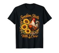 Chicken Lover Sunflower Rooster Country Farm Morning Vibes Value Graphic T-Shirt