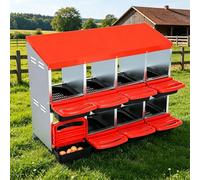 Chicken Lying Nest 8 Compartments Red Galvanised Metal | Automatic rolling spout system, durable, ensures clean eggs and is ideal for use in the chicken coop