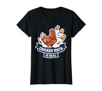 Chicken Math is Real Funny Backyard Chickens Homestead Farm Value Graphic T-Shirt, Women, Black, L