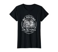 Chicken Me Solving My Problems Sleep Nap Funny Value Graphic T-Shirt, Women, Black, L