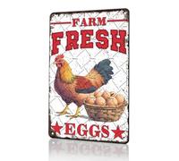 Chicken Metal Sign Farm Fresh Eggs Chicken Coop Sign Poster Home Garden Garage Bathroom Farmhouse Market Vintage Office Tin Sign Art Wall Decor 16x12 Inch