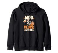 Chicken Moo Cluck Mode Farm Zip Hoodie