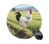 Chicken Mouse Pad - Ultra Thin, 7.8 Inch Round Mousepad with Non-Slip Rubber Base, Waterproof Mouse Mat for Office, Gaming