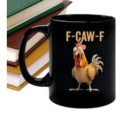 Chicken Mug - 11 oz Ceramic Mug with Funny Rooster and Animal Motif, Mug with Chicken Theme | Crazy Hen Coffee Mug | F-Caw-F Cups for Office, School, Apartment, Cafe, College, Dorm, Living Room