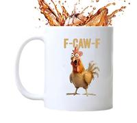 Chicken Mug - 11oz Ceramic Funny Rooster Cup with Animal Theme, Chicken Theme Cup | Crazy Hen Coffee Mug | F-Caw-F Cups for Office School Apartment Cafe College Dorm Living Room Bedroom Kitchen