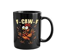 Chicken Mug - Ceramic Cup Ergonomic Handle for Comfortable Drinking, Cute Decor Mug with Hot Cold Drink Function for Tea Milk Water Juice at Home Office School Party Favors Birthday Christmas, Black