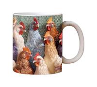 Chicken Mug | Farmhouse Bird Mug | Porcelain Beverage Cup for Hot Chocolate, Cappuccino, Brew, Iced Drinks | Novelty Collector Mug for Party, Rooster Fans, Country Lovers