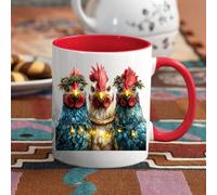 Chicken Mug - Funny Novelty Coffee Mug Gift/Present for Xmas - Tea/Coffee Ceramic Cup 11oz (Red)