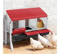 Chicken Nest Box, 3-Compartment, Stable & Corrosion-Resistant Mental Nesting Boxes, Wall Mounted/Floor Rollaway Chicken Nest Box, Bottom Holes & Resting Platform, Fit for Different Chicken Breeds