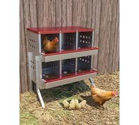 Chicken Nest Box 6-Compartment, Hens Laying Nest with Metal Legs & Ventilation Holes, Wall Mounted Egg Collection with Inclined Nesting Boxes, Easy Installation & Cleaning for Different Chicken Breeds