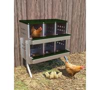 Chicken Nest Box 6-Compartment, Hens Laying Nest with Metal Legs & Ventilation Holes, Wall Mounted Egg Collection w/Inclined Nesting Boxes, Easy Installation & Cleaning for Different Chicken Breeds-G