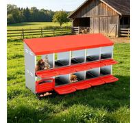 Chicken Nest with Ten Compartments - Red | Galvanised metal, automatic rolling spout system, durable for clean eggs in the chicken coop
