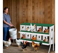 Chicken Nesting Box,10-Compartment Heavy Duty Metal Hen Laying Box with Resting Platform & Breathable Holes, Wall Mounted/Floor for Easy Cleaning & Egg Protection, Ideal for Hens & Coops- Green w/leg