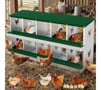 Chicken Nesting Box,10-Compartment Heavy Duty Metal Hen Laying Box with Resting Platform & Breathable Holes, Wall Mounted/Floor for Easy Cleaning & Egg Protection, Ideal for Hens & Coops- Green