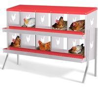 Chicken Nesting Box, 10 Compartment Metal Chicken Nesting Boxes for Chicken Coop, Easy Egg Collection, Easy Cleaning, Chicken Laying Boxes with Bracket Legs for Hens, Red