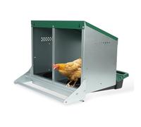 Chicken Nesting Box, 2 Holes Nesting Boxes for Chickens, Heavy Duty Metal Chicken Laying Boxes, Roll Away Nesting Box Egg Collection Tray, Nesting Box with Roosting Pole for Chicken Coop(Green)