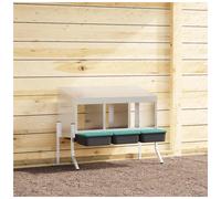 Chicken Nesting Box 3-Compartment Galvanised Steel Silver 83.5x50x63/68cm 4-Legs