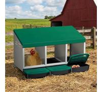 Chicken Nesting Box 3 Compartments, Galvanised Steel Hen Laying Box with Legs, Easy Clean Ventilated Egg Collection System with Waterproof Roof, Wall-Mountable or Stand for Coops & Backyards-green