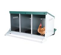Chicken Nesting Box, 3 Holes Chicken Coop Laying House Iron Laying Boxes for Hens Reverse Roll out Design Cozy Nesting Cage Box with Lid Cover Accessories to Protect Egg and Collection