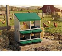 Chicken Nesting Box 4 Compartments, Galvanised Steel Hen Laying Box double layers, Easy Clean Ventilated Egg Collection System with Waterproof Roof, Wall-Mountable or Stand for Coops & Backyards-green