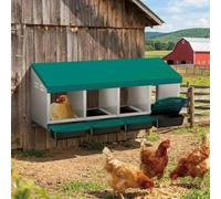 Chicken Nesting Box 4 Compartments, Galvanised Steel Hen Laying Box, Easy Clean Ventilated Egg Collection System with Waterproof Roof, Wall-Mountable or Stand for Coops & Backyards-green