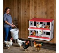 Chicken Nesting Box, 6-Compartment, Heavy Duty/Easy Clean Metal Hen Laying Box with Water Resistnat Sloped Roof, Breathable Bottom Holes & Resting Platform, Warm and Protective for Hens Ducks Poultry